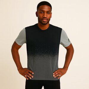 adidas Graphic Tee Speckled Black Fade to Gray Short Sleeve Crewneck Medium